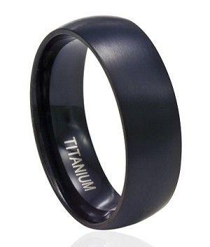 Wedding - Men's Black Titanium Wedding Band With Domed Profile And Matte Finish 