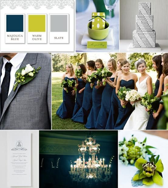 Hochzeit - Hochzeitsfarbpalette: Grau, Grün und Marine