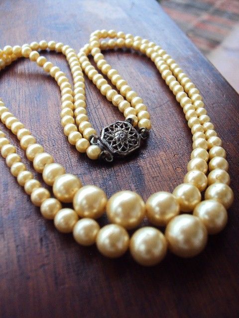 Mariage - Antique collier de perles Double Strand