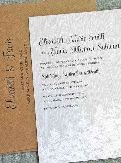 Wedding - NEW Elizabeth Gray Woodgrain Wedding Invitation Sample - Custom Rustic Natural Wedding Invitation
