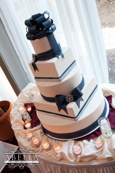 Wedding - Blue Bows And Bling Wedding Cake » Wedding Cakes