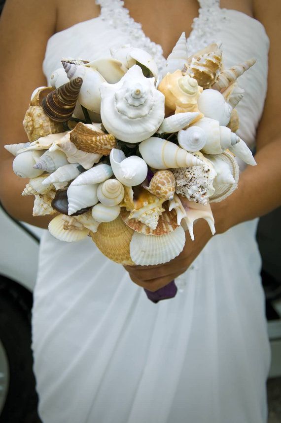 Wedding - Seashell Bouquet, Wedding Bouquet, Beach Wedding, Beach Bouquet, Beach Wedding Flowers, Tropical Bouquet, Destination Wedding