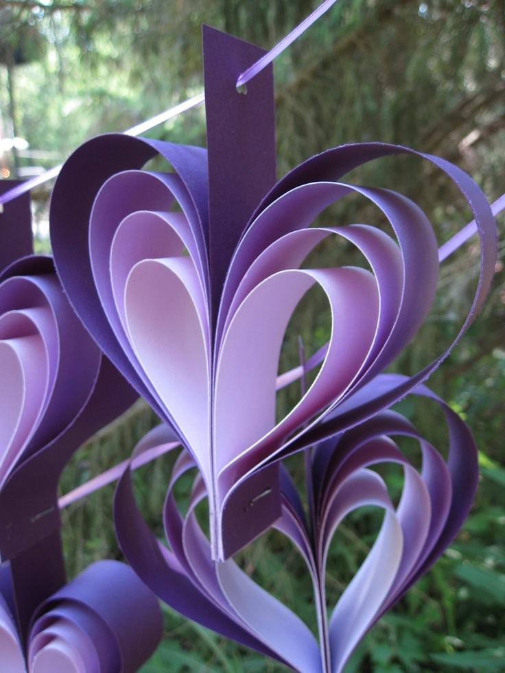 Wedding - TWO Garlands Of PURPLE HEARTS. 10 Hearts. Wedding, Shower Decoration, Home Decor. Custom Orders Welcome. Any Color Available