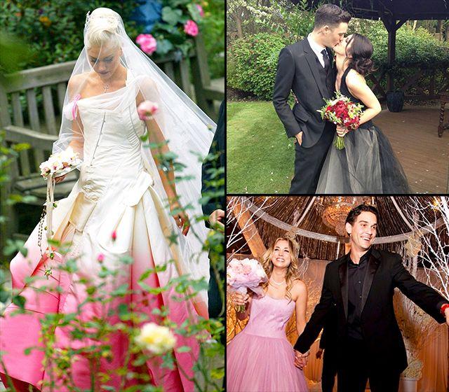 Wedding - Celebrity Brides Who Don’t Wear White: Yellow, Pink, Black, And More!