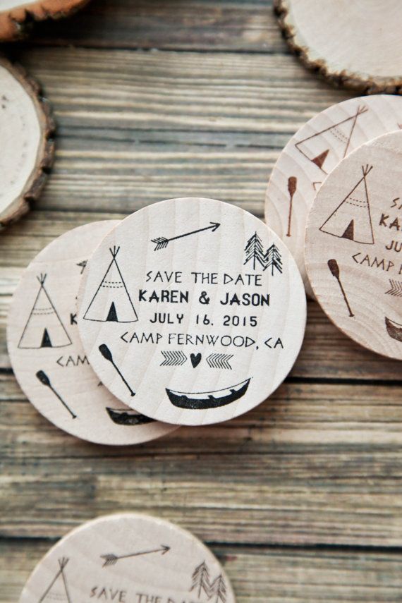 Wedding - 100 Camp Lake Forest Wedding - Save The Date Wood Magnet Invitations