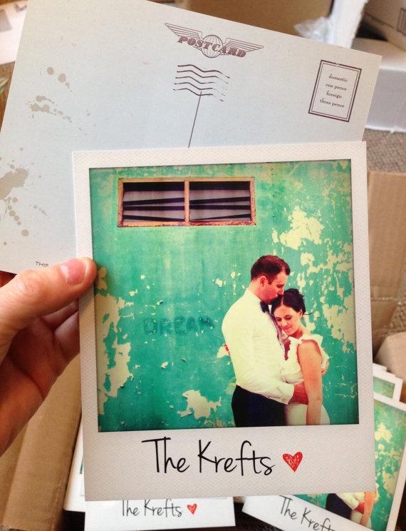 Hochzeit - Personalisierte Polaroid Hochzeit danken Ihnen Karten / Personifizierte Polaroid-Abwehr die Datums-Karten