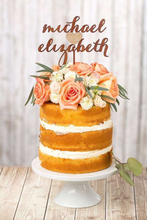 Mariage - Personnalisé gâteau de mariage Topper - Acajou Et jute