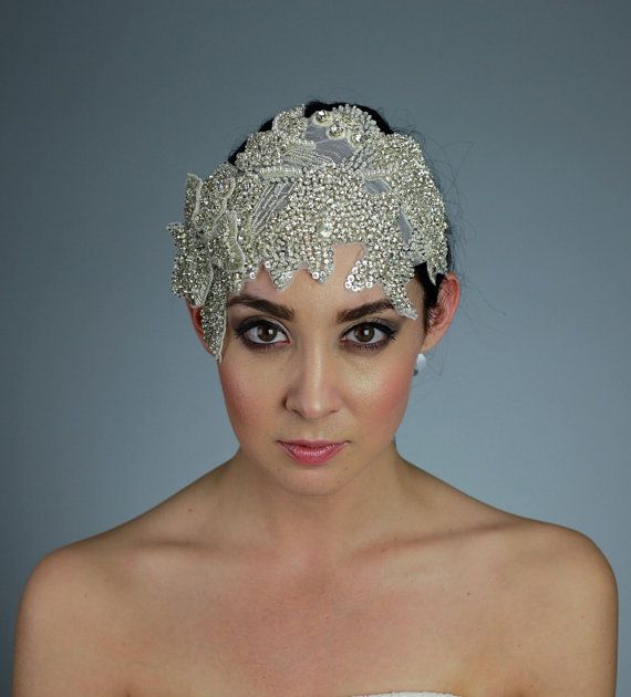 Wedding - Vintage Inspired Bridal Rhinestone Head Piece With White Swarovski Pearls And Pure Silk Ribbon - Ships In 2 Weeks