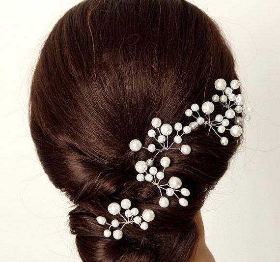 Hochzeit - Vier Stücke Brautperlen-Haarnadel, Hochzeit Haarschmuck, Hochzeitskopfschmuck, Hochzeitshaarspange mit Glaskristalle, Hochzeitsk