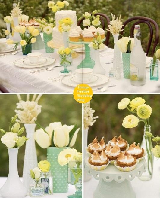 Wedding - Wedding Dessert Table Idea - Mint And Yellow