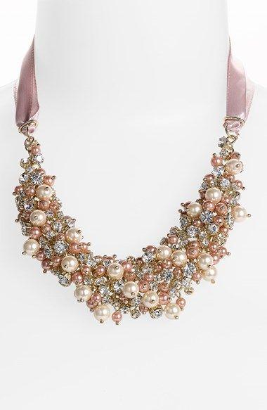Wedding - Nina 'Melaney' Ribbon & Cluster Bib Necklace