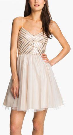 Wedding - Aidan Mattox Spaghetti Strap Sequin & Tulle Dress (Online Only)