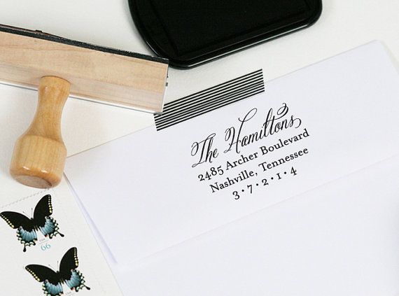 Wedding - Custom Return Address Stamp - Wood Mounted Or Self Inking