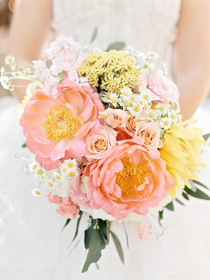 Mariage - Jaune Et Peach bouquet de mariée