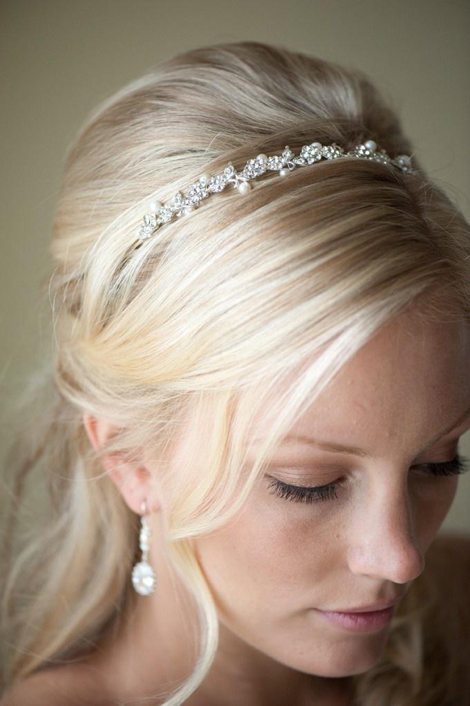 Mariage - Bandeau nuptiale, diadème, perles d'eau douce et de cristal Bandeau, mariage cheveux accessoires - YVETTE