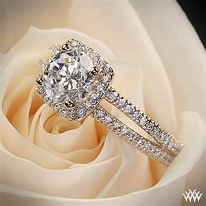 Mariage - 20k or rose Verragio de Split Shank pavé de diamants bague de fiançailles
