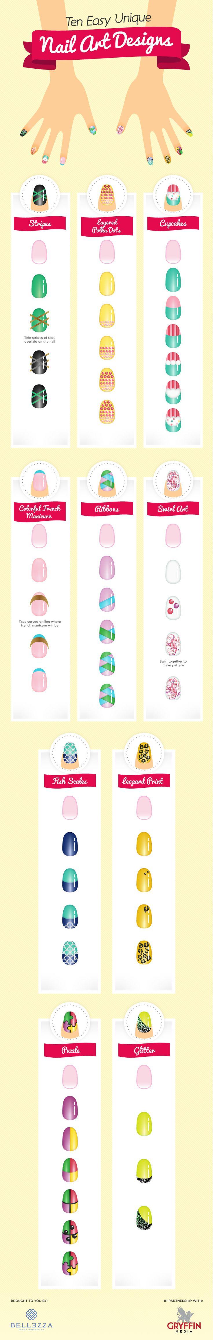 Hochzeit - Zehn einfache Einzigartige Nail Art Designs [Infografik]