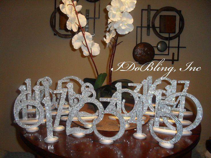 Wedding - Bling Crystal Rhinestone Wedding Reception Birthday Party Table Numbers