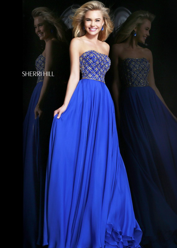 Mariage - Royal Chiffon Sequin Beading Top Flowy Classy Evening Gown