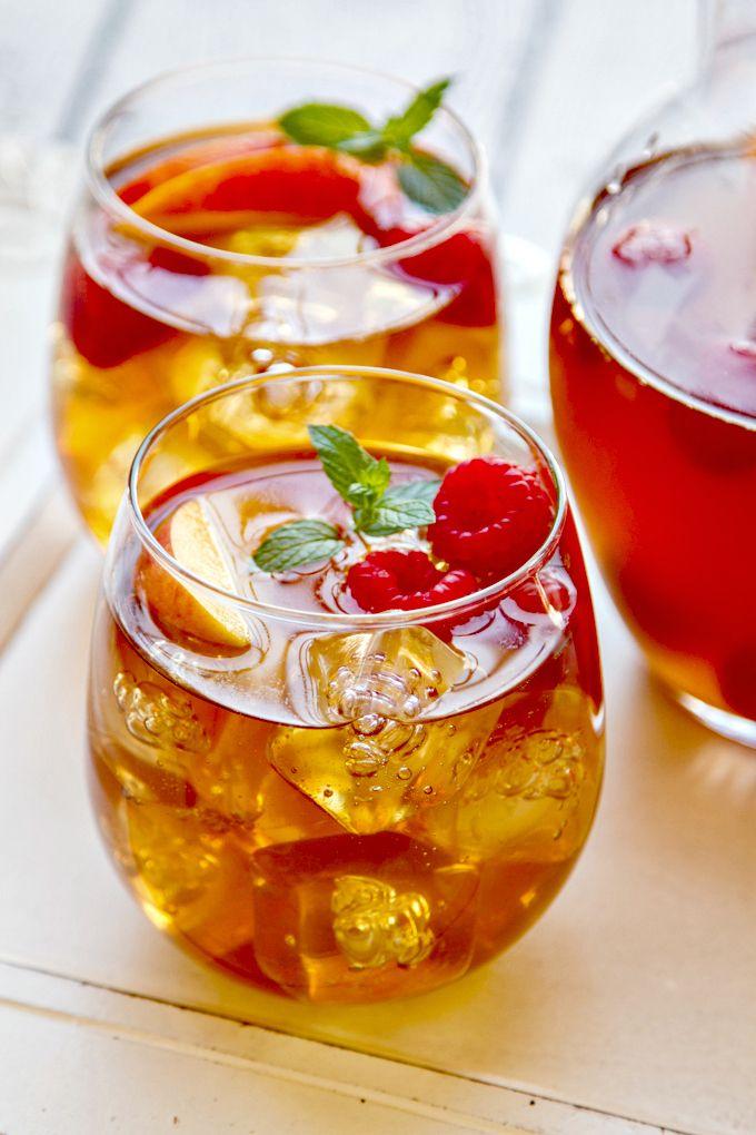 Wedding - Sweet Tea Sangria (with Raspberries & Fresh Summer Peaches)