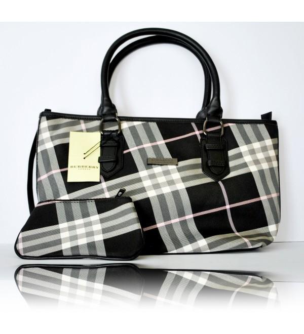 زفاف - Burberry Ladies Black Small Haymarket Check Handbags