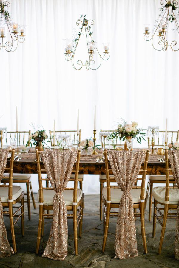 Wedding - Gold Table With Chandeliers