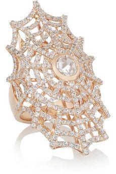Свадьба - Spiderweb 18-каратного розового золота кольцо с бриллиантом