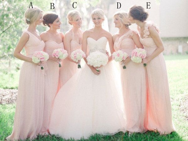 Wedding - Cheap Pink Bridesmaid Dress, Long Bridesmaid Dress Chiffon