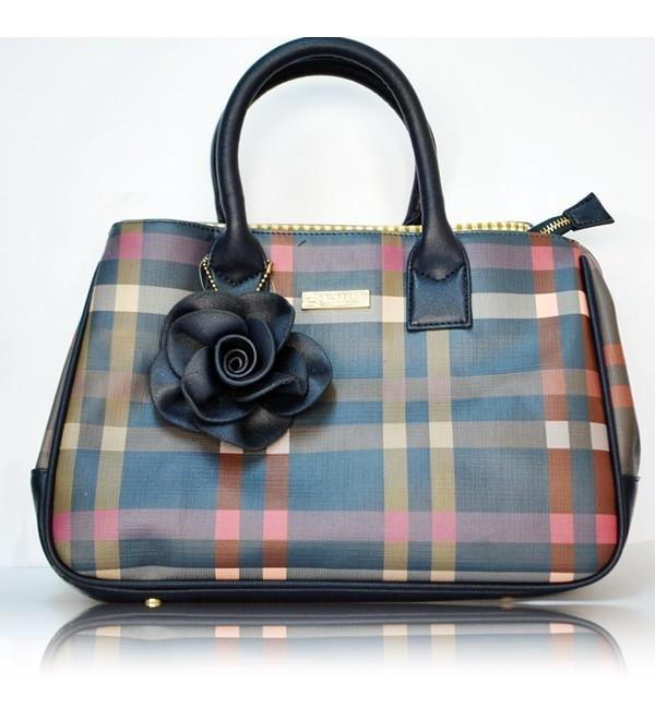 Mariage - Burberry Ladies Haymarket Multicolor Handbag with Brass Zipper