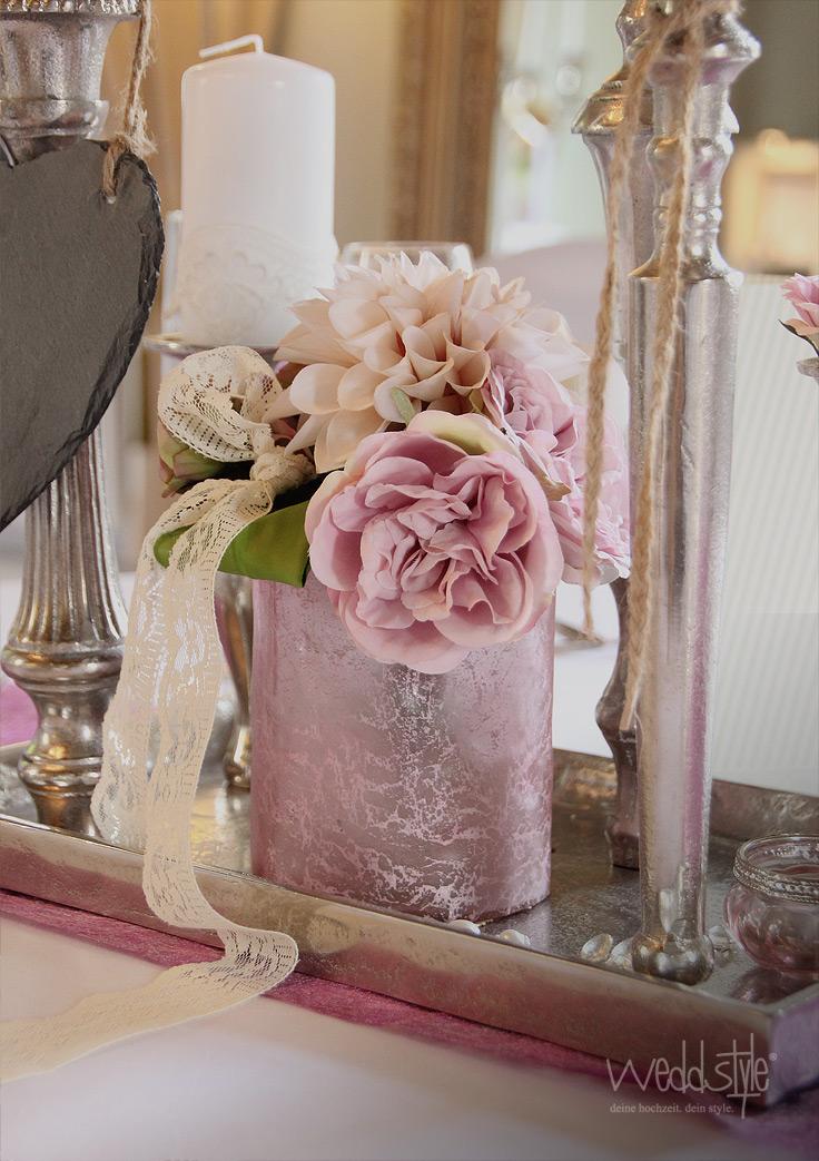 Hochzeit - Kerzenständer mit Teelicht / Vase