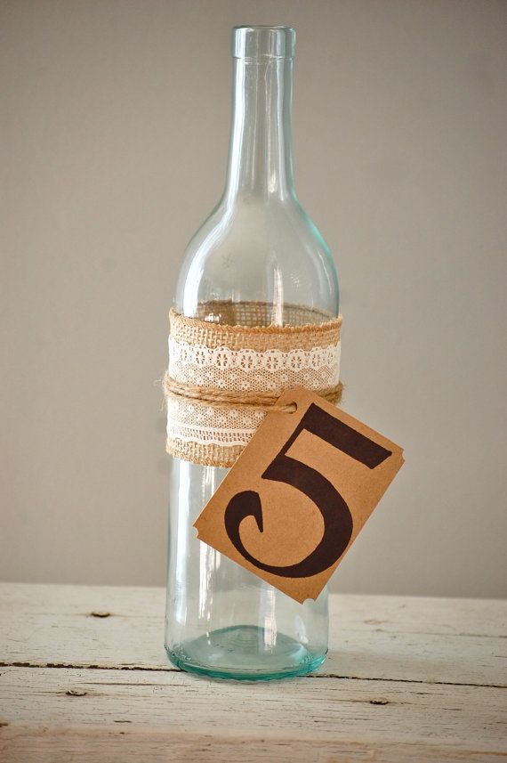 Wedding - Rustic Wedding Table Number, Wine Bottle Table Number, Shabby Chic Wedding Decor, Farmhouse Wedding, Rustic Wedding Decor, Country Wedding