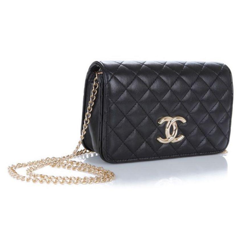 Wedding - CHANEL Quilted Black Womens Shoulder bag with Golden Chain