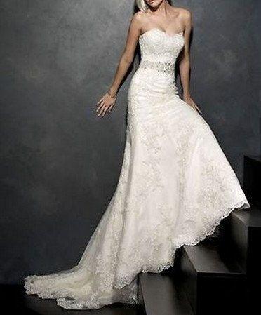 Свадьба - Милая свадебные кружева свадебное платье на заказ аппликация Размер 6-8-10-12-14