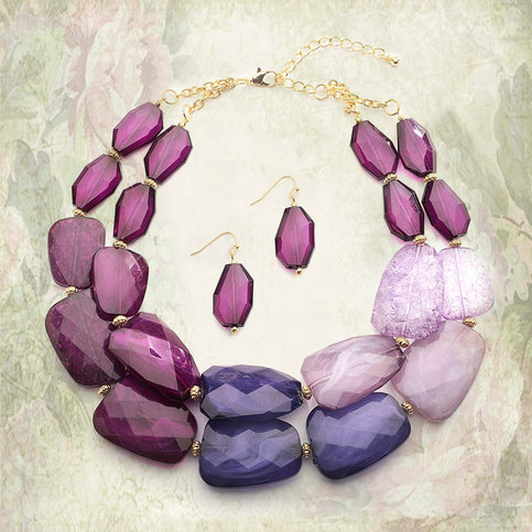 Wedding - Bridesmaid Necklace & Earrings in Chunky Ombre Tones from LucyAlia's Bridal Closet