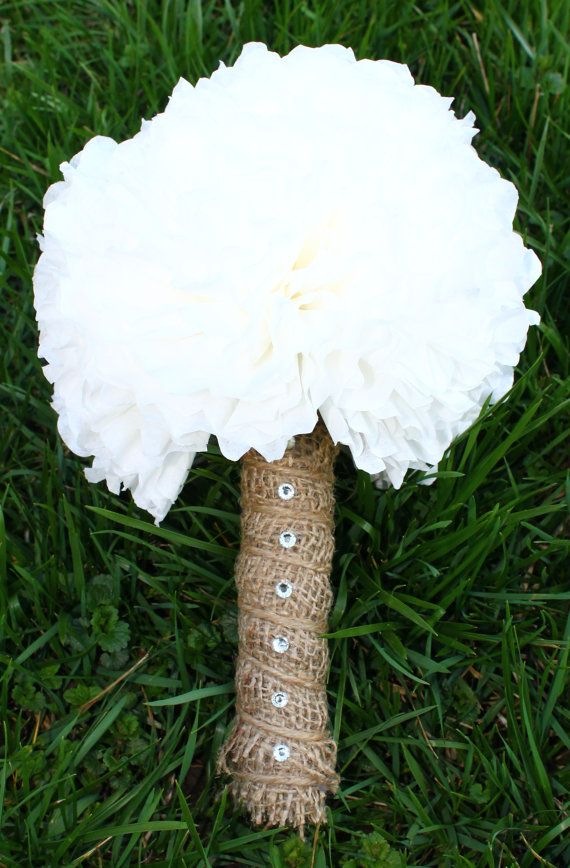 Wedding - Rustic Paper Flower Bride/Bridesmaid Bouquet OR Toss Bouquet - Rustic Wedding - Alternative Flowers - Rustic Bouquet - Simple Bouquet