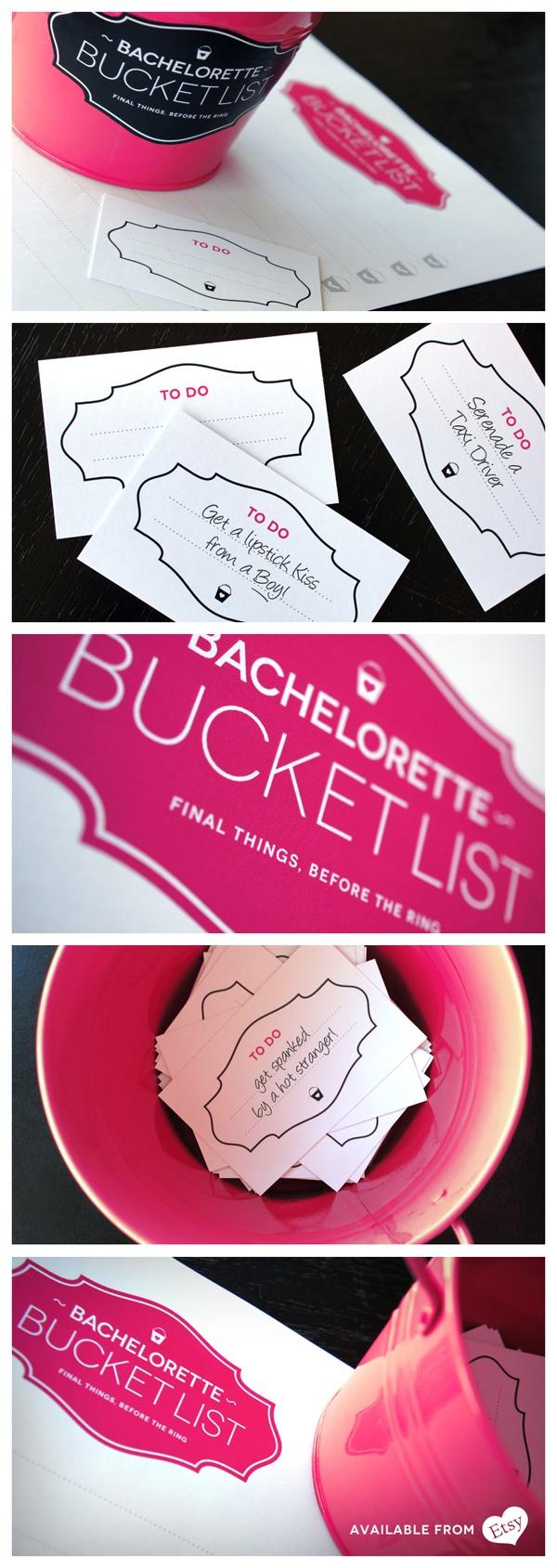 Mariage - Bachelorette Bucket List - Jeu imprimable