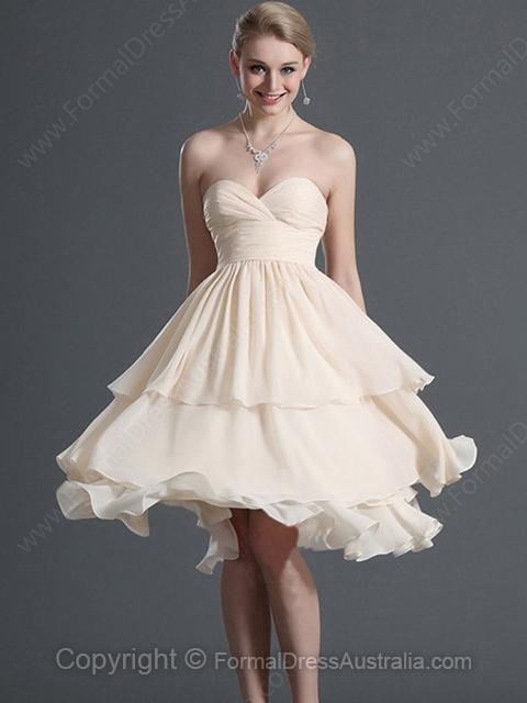 زفاف - A-line Chiffon Sweetheart Ruffles Knee-length Formal Dresses