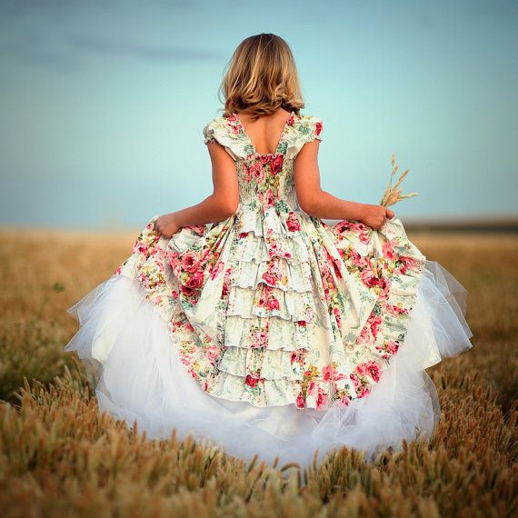 Wedding - Formal Little Girls Dress In Dreamy Ruffles, You Pick The Fabric, Lovely For Flower Girls, Flowergirl 18 Months, 2t - 4t, 5 - 8