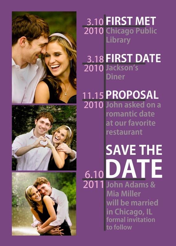 Wedding - Timeline Save The Date - Many Color Options Available