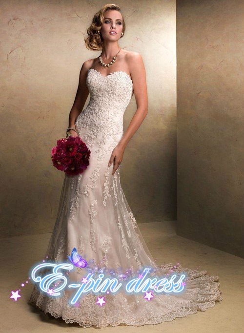 زفاف - زفاف الحجم اللباس الرباط فستان الزفاف نمط حورية البحر فستان الزفاف مخصص 1104005