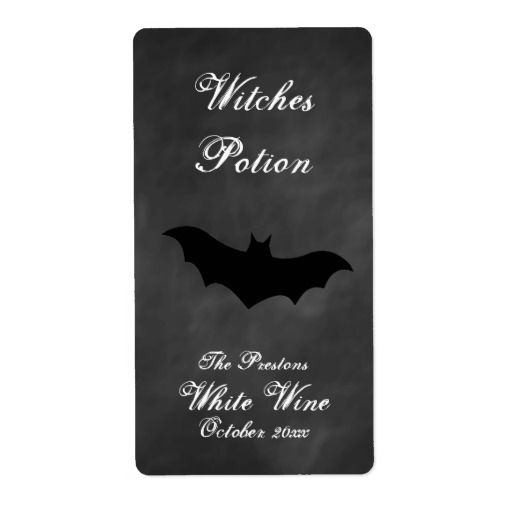 Wedding - Black Bat Witches Potion Wine Label