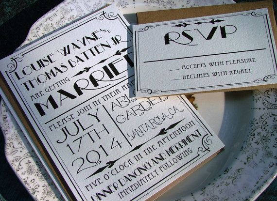 Mariage - Art déco invitations de mariage - Gatsby mariage, d'inspiration vintage, anciennes, mariage Glam, Hollywood, 1920