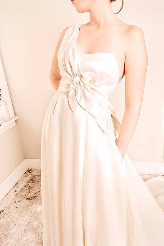Wedding - Aster Eco Silk/Hemp Wedding Gown, Cut Petal Motif