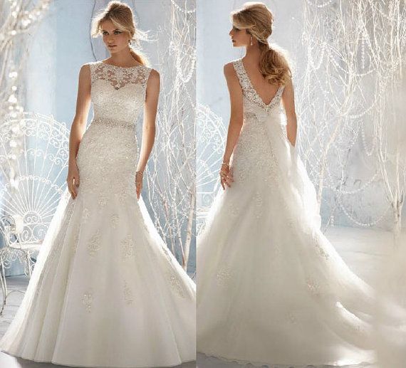 Wedding - New White/ivory Lace Wedding Dress Custom Size 2-4-6-8-10-12-14-16-18-20-22-24-26-28    