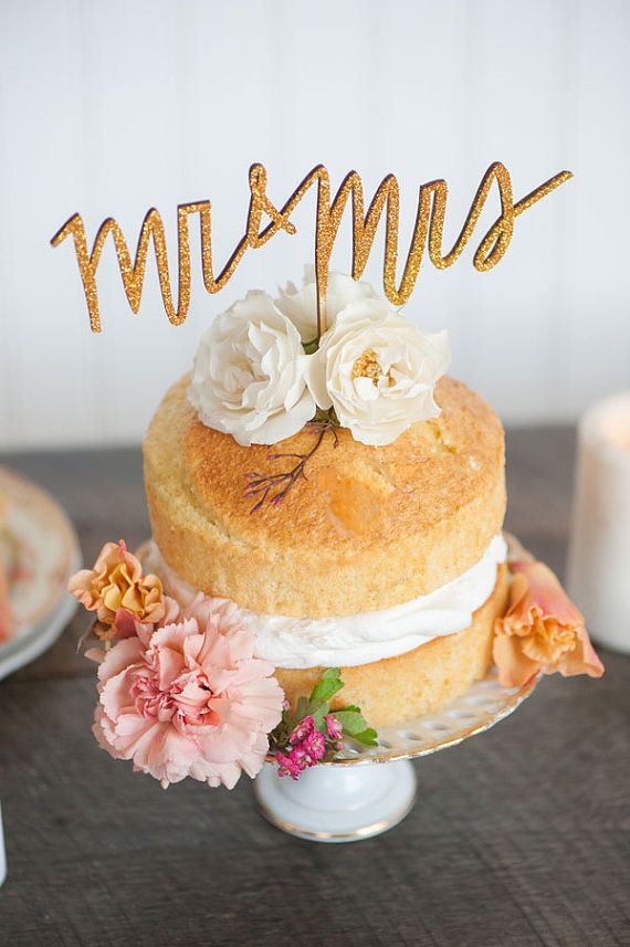 زفاف - MR And MRS Wedding Cake Topper In Gold, Silver Or Champagne Glitter