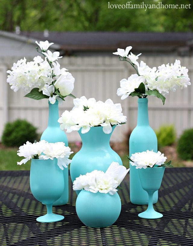 Mariage - Easy, Spray Painted Glass Centerpieces