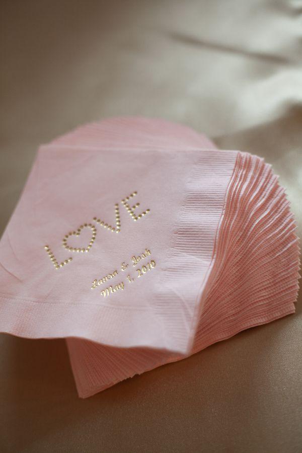 زفاف - Personalized Pink And Gold Napkins