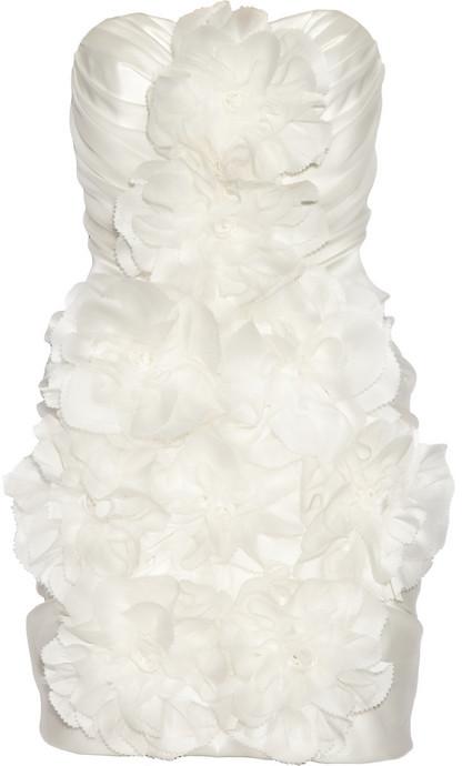 Mariage - Marchesa Peony appliquéd silk-satin mini dress
