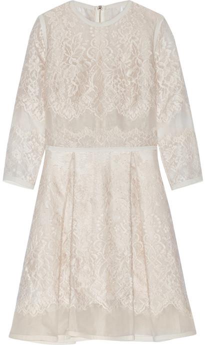 زفاف - Elie Saab Lace-appliquéd tulle and organza mini dress