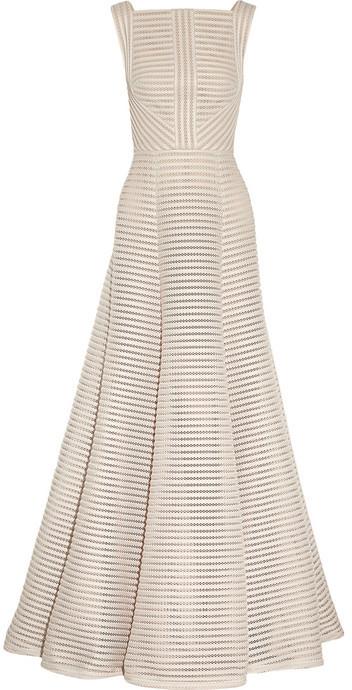 زفاف - Elie Saab Striped honeycomb-mesh and brushed-satin gown